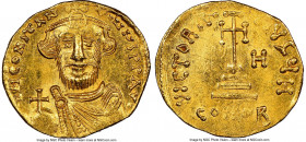 Constans II Pogonatus (AD 641-668). AV solidus (19mm, 4.40 gm, 6h). NGC MS 4/5 - 4/5, clipped. Constantinople, 8th officina, dated Indictional Year 8 ...