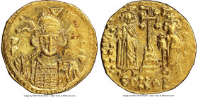 Constantine IV Pogonatus (AD 668-685). AV solidus (18mm, 6h). NGC AU. Constantinople, uncertain officina, AD 669-674. d N C-A-NЧS P, cuirassed bust of...