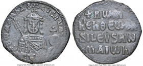 Constantine VII Porphyrogenitus and Romanus II (AD 945-963). AE follis (26mm, 6h). NGC XF. Constantinople. +RωMAҺ ЬASILЄVS RωM, crowned facing bust of...