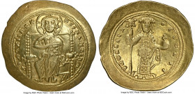 Constantine X Ducas (AD 1059-1067). AV histamenon nomisma (26mm, 4.34 gm, 5h). NGC AU 4/5 - 4/5. Constantinople. +IhS XIS RЄX-RЄϚNANThIm, Christ seate...