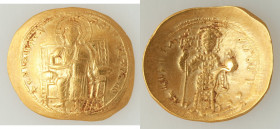 Constantine X Ducas (AD 1059-1067). AV histamenon nomisma (25mm, 4.35 gm, 6h). VF. Constantinople. +IhS IXS RЄX-RЄSNANTIhm, Christ seated facing on th...