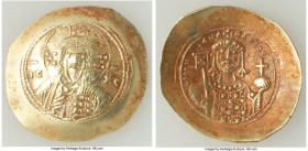 Michael VII Ducas (AD 1071-1078). AV/EL histamenon nomisma scyphate (30mm, 4.34 gm, 5h). Choice XF. Constantinople. Bust of Christ facing, wearing nim...