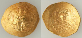 Michael VII Ducas (AD 1071-1078). AV/EL histamenon nomisma scyphate (27mm, 4.37 gm, 5h). VF, scratches. Constantinople. Christ seated facing on straig...