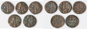 ANCIENT LOTS. Greek. Sicily. Syracuse. Hieron II (ca. 240-215 BC). Lot of five (5) AE litra. Fine-VF. Includes: (5) Head of Poseidon left, wearing tae...