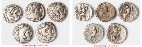 ANCIENT LOTS. Greek. Macedonian Kingdom. Ca. 4th-3rd centuries BC. Lot of five (5) AR drachms. Fine-Choice Fine. Includes: (5) Macedonian drachms from...