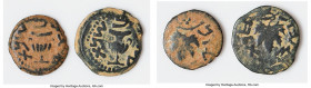 ANCIENT LOTS. Judaea. The Jewish War (AD 66-70). Lot of two (2) AE prutah. Fine. Includes: Two (2) year 2 (AD 67-8) AE prutah with amphora and vine le...