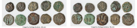 ANCIENT LOTS. Judaea. Ca. 1st centuries BC-AD. Lot of ten (10) AE prutahs. Fine. Includes: Various issuers, dates and themes. Ten (10) coins in lot. S...