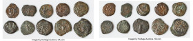ANCIENT LOTS. Judaea. Ca. 1st centuries BC-AD. Lot of ten (10) AE prutahs. Fine. Includes: Various issuers, dates and themes. Ten (10) coins in lot. S...
