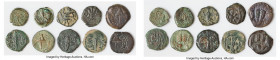 ANCIENT LOTS. Judaea. Ca. 1st centuries BC-AD. Lot of ten (10) AE prutahs. Fine. Includes: Various issuers, dates and themes. Ten (10) coins in lot. S...