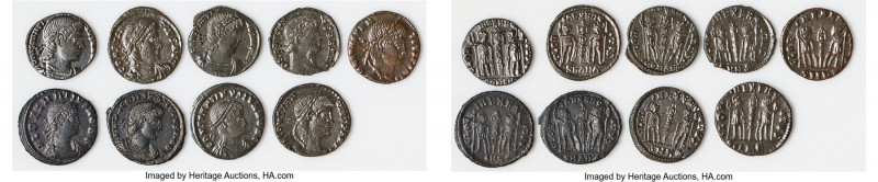 ANCIENT LOTS. Roman Imperial. AD 4th century. Lot of nine (9) AE3 or BI nummi. X...