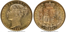 Victoria gold "Shield" Sovereign 1885-M MS63 NGC, Melbourne mint, KM6. Reflective reverse fields with orange toning. AGW 0.2355 oz. 

HID09801242017...