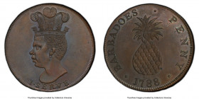 British Commonwealth copper Proof Penny 1788 PR63 Brown PCGS, KM-Tn4, Prid-10. Type I, small head, small pineapple variety. 

HID09801242017

© 20...