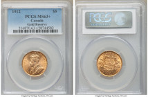 George V gold 5 Dollars 1912 MS63+ PCGS, Ottawa mint, KM26. Gold Reserve. AGW 0.2419 oz. 

HID09801242017

© 2022 Heritage Auctions | All Rights R...