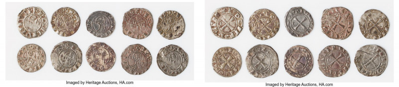 Principality of Antioch 10-Piece Lot of Uncertified Bohemond Era "Helmet" Denier...