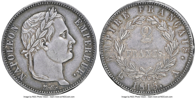 Napoleon "100 Days" 2 Francs 1815-A AU55 NGC, Paris mint, KM703. Mintage: 6,783....