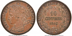 Republic copper Piefort 10 Centimes 1848 MS63 Brown NGC, Maz-1318 (not Maz-1315 var. as listed on holder), VG-3138. By Domard. REPUBLIQUE FRANÇAIS Lau...