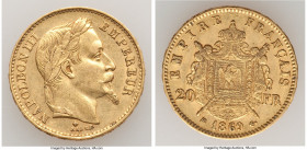 Napoleon III gold 20 Francs 1869-BB XF, Strasbourg mint, KM801.2. 21.0mm. 6.42gm. 

HID09801242017

© 2022 Heritage Auctions | All Rights Reserved...