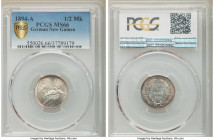 German Colony. Wilhelm II 1/2 Mark 1894-A MS66 PCGS, Berlin mint, KM4. One year type. Bird of Paradise with whirling luster and light russet toning. ...