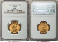 Prussia. Wilhelm II gold 20 Mark 1898-A MS65 NGC, Berlin mint, KM521, J-252. The finest of 44 examples certified by NGC to date, and of true gem quali...