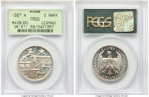 Weimar Republic Proof "Marburg University" 3 Mark 1927-A PR66 PCGS, Berlin mint, KM53, J-330. 400th anniversary of Philipps University in Marburg. 
...