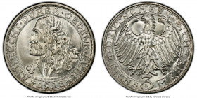 Weimar Republic "Dürer" 3 Mark 1928-D MS66 PCGS, Munich mint, KM58, J-332. 400th anniversary of the death of Albrecht Durer. Untoned argent surfaces w...