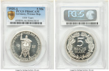 Weimar Republic Proof "Rhineland" 5 Mark 1925-A PR66 Cameo PCGS, Berlin mint, KM47. 1000 Years of the Rhineland. Watery fields with contrasting cameo ...