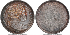 George III "Large Bust" 1/2 Crown 1817 UNC Details (Obverse Spot Removed) NGC, KM667, S-3788. Bull head with reeded edge. Attractive colorful toning. ...