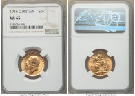 George V gold Sovereign 1916 MS65 NGC, KM820. AGW 0.2355 oz. 

HID09801242017

© 2022 Heritage Auctions | All Rights Reserved