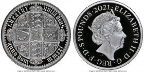 Elizabeth II silver Proof "Gothic Crown Quartered Arms" 5 Pounds (2 oz) 2021 PR70 Ultra Cameo NGC, KM-Unl., cf. S-GE30 (date given as 2022). Limited E...