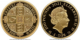 Elizabeth II gold Proof "Gothic Crown Quartered Arms" 200 Pounds (2 oz) 2021 PR70 Ultra Cameo NGC, KM-Unl., cf. S-GE34 (date given as 2022). Limited E...