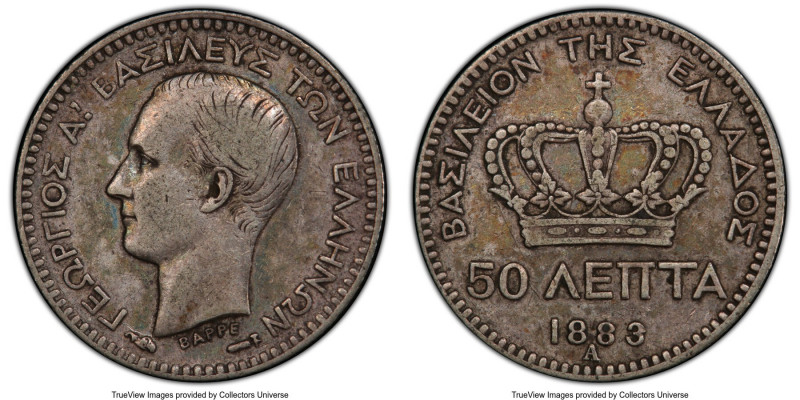 Pair of Certified Assorted Issues PCGS, 1) George I 50 Lepta 1883-A - XF45, Pari...