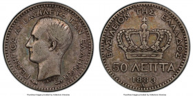 Pair of Certified Assorted Issues PCGS, 1) George I 50 Lepta 1883-A - XF45, Paris mint, KM37 2) Othon Drachma 1832 - VG Details (Scratch), Munich mint...