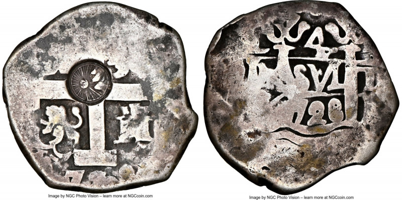 Central American Republic Counterstamped Cob 4 Reales ND (1839) G6 NGC, KM111.1....