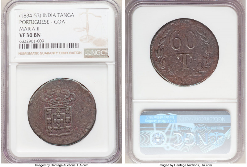 Portuguese Colony - Goa. Maria II 3-Piece Lot of Certified Assorted Issues ND (1...
