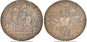 James II Gunmoney Crown 1690 AU50 NGC, S-6578. 

HID09801242017

© 2022 Heritage Auctions | All Rights Reserved