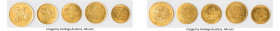 Ottoman Empire 5-Piece Lot of Uncertified gold Qirsh, 1) Abdul Aziz 25 Qirsh AH 1277 Year 8 (1867/1868) - AU, KM261. 15.3mm. 2.11gm 2) Abdul Aziz 10 Q...