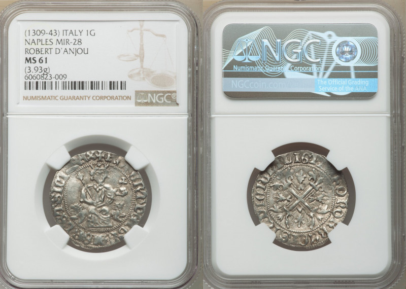 Naples & Sicily. Robert d'Anjou Gigliato ND (1309-1343) MS61 NGC, MIR-28. 28mm. ...
