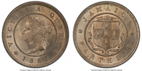 British Colony. Victoria 4-Piece Lot of Certified Farthings, 1) Farthing 1882-H - MS66 PCGS, Heaton mint 2) Farthing 1890-H - MS65 NGC, Heaton mint 3)...