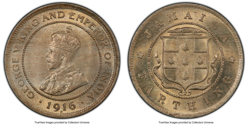 British Colony. George V 5-Piece Lot of Certified Farthings PCGS, 1) Farthing 19...