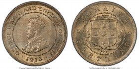 British Colony. George V 5-Piece Lot of Certified Farthings PCGS, 1) Farthing 1916-H - MS65, Heaton mint 2) Farthing 1918-C - MS66, Royal Canadian min...