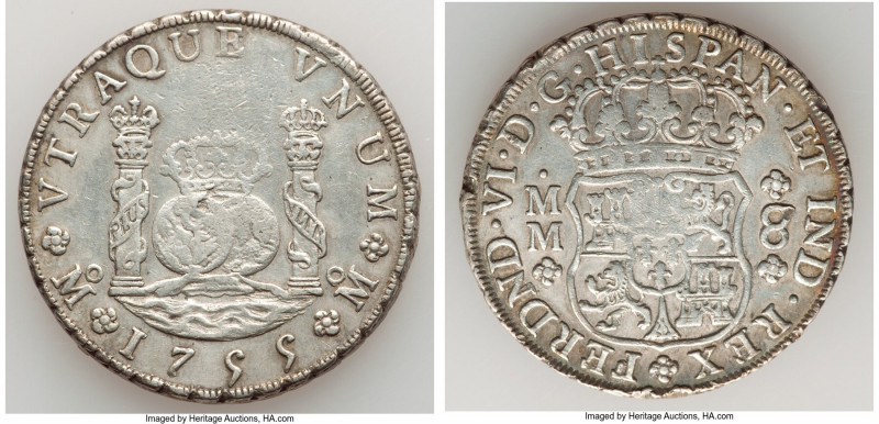 Ferdinand VI 8 Reales 1755 Mo-MM VF (Cleaned), Mexico City min, KM104.2. 39.5mm....