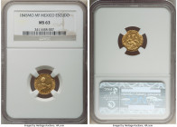 Republic gold Escudo 1845 Mo-MF MS63 NGC, Mexico City mint, KM379.5. Showing strong die polish over both sides that confirms its choice grade. 

HID...