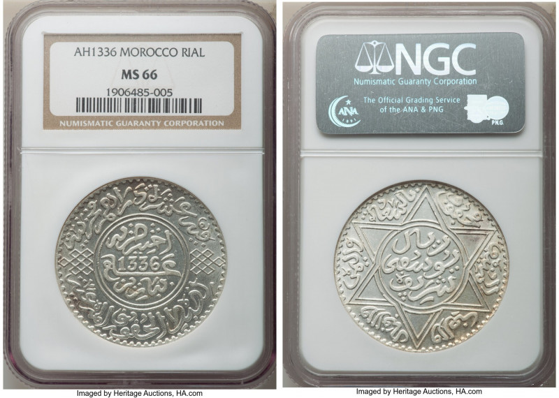 Yusuf Rial (10 Dirhams) AH 1336 (1918)-(Pa) MS66 NGC, Paris mint, KM-Y33. 

HI...