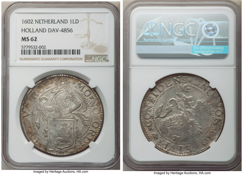 Holland. Provincial Lion Daalder 1602 MS62 NGC, KM11, Dav-4856. 

HID098012420...