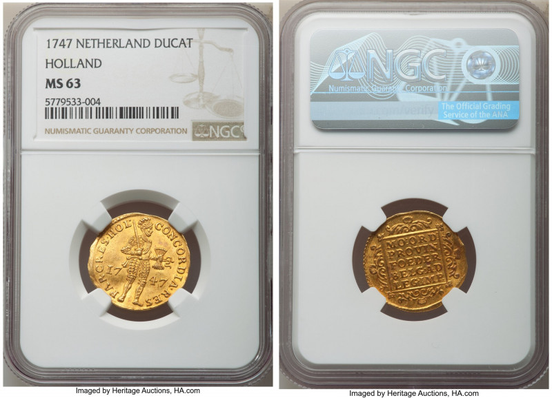 Holland. Provincial gold Ducat 1747 MS63 NGC, KM12.2. Highest grade certified. ...