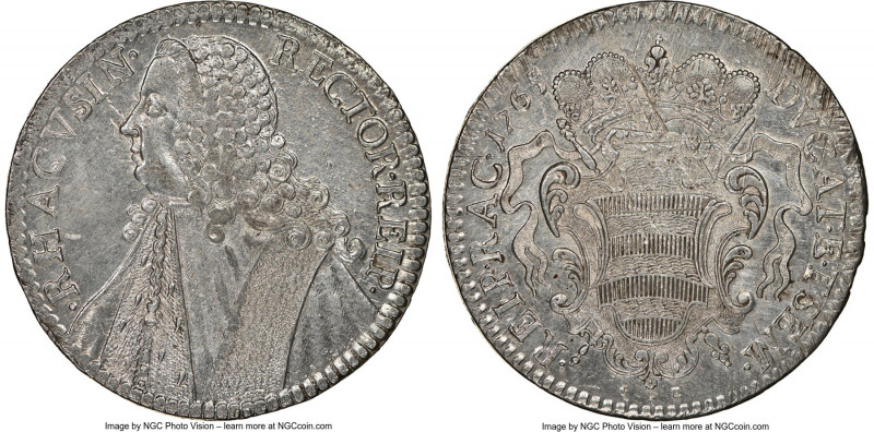 Republic Tallero 1765 UNC Details (Cleaned) NGC, KM18, Dav-1639. Lustrous with t...