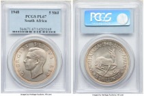 George VI Prooflike 5 Shillings 1948 PL67 PCGS, Pretoria mint, KM40.1. Pearl-gray and peach toned. 

HID09801242017

© 2022 Heritage Auctions | Al...