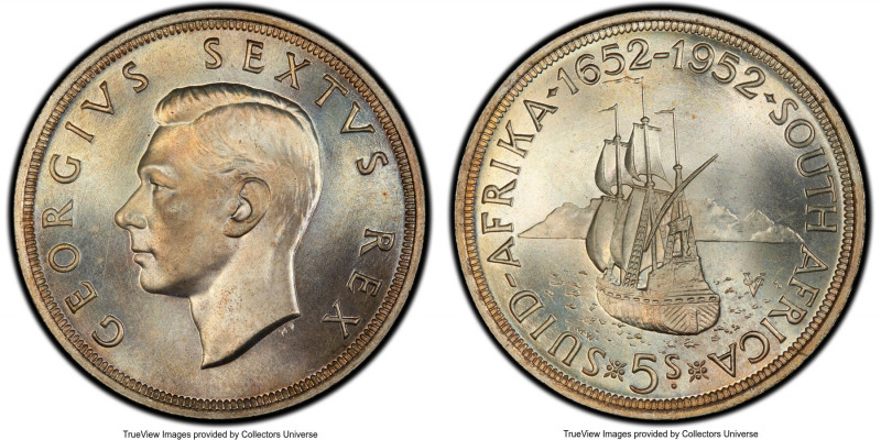 George VI Prooflike 5 Shillings 1952 PL68 PCGS, Pretoria mint, KM41. Issued for ...