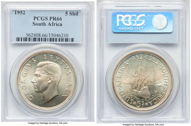 George VI Proof 5 Shillings 1952 PR66 PCGS, Pretoria mint, KM41. Tercentenary of...