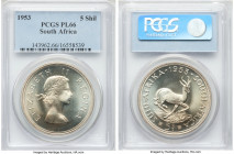 Elizabeth II Prooflike 5 Shillings 1953 PL66 PCGS, Pretoria mint, KM52. Virtually perfect and enhanced by a satin surface. 

HID09801242017

© 202...